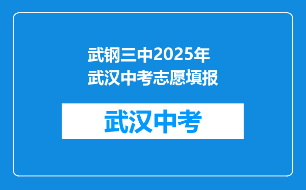 武钢三中2026年武汉中考志愿填报