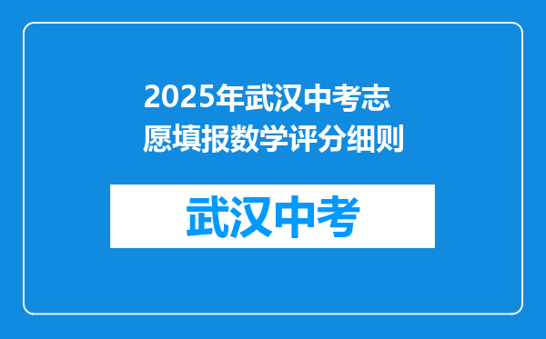 2026年武汉中考志愿填报数学评分细则