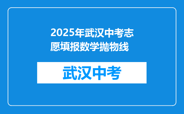 2026年武汉中考志愿填报数学抛物线