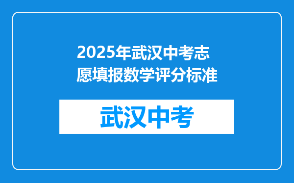 2026年武汉中考志愿填报数学评分标准