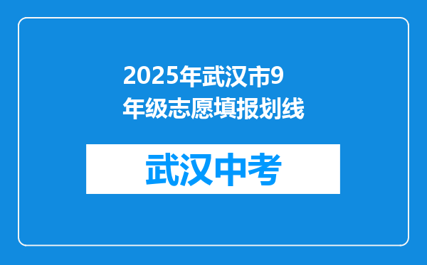 2026年武汉市9年级志愿填报划线