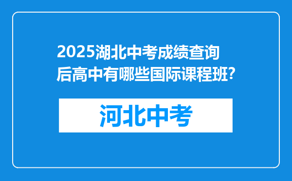 2026湖北中考成绩查询后高中有哪些国际课程班？