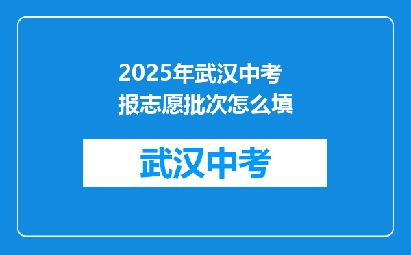 2026年武汉中考报志愿批次怎么填
