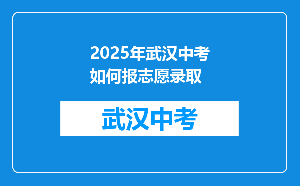 2026年武汉中考如何报志愿录取